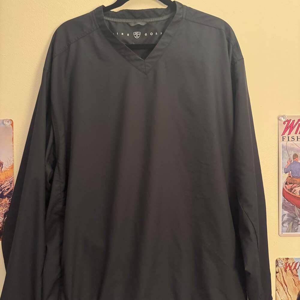 Nike Jacket Mens Size XL Black Golf Windbreaker V Neck